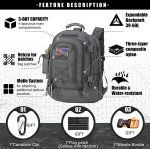 WolfWarriorX Men Backpacks Large Capacity Military Tactical Hiking Expandable 39L-60L Backpack - Image 2